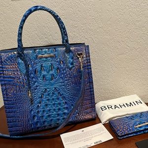 Brahmin’s Deep Azure Caroline Satchel & matching Ady Bi-Fold Wallet